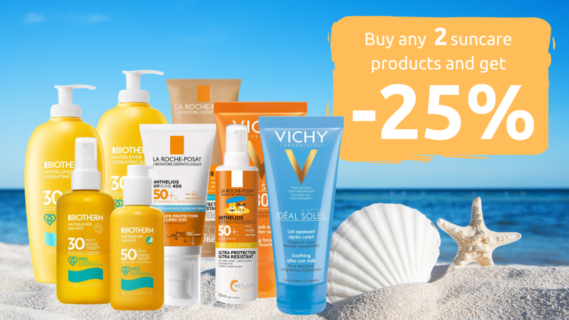 Buy any 2 suncare products and get 25% - see the offer